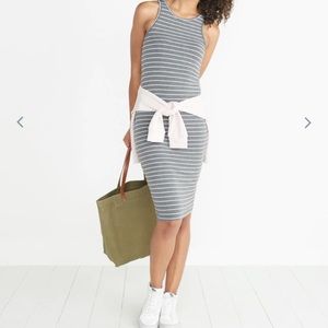 Marine Layer Gray Striped Midi Dress